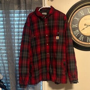 Carhartt Men's Red and Gray Plaid jacket